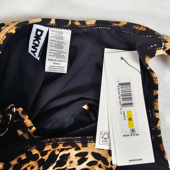 DKNY One Piece Swimsuit Womens Leopard Print Y2K Glam Tummy Control Brown Size M - Picture 6 of 6